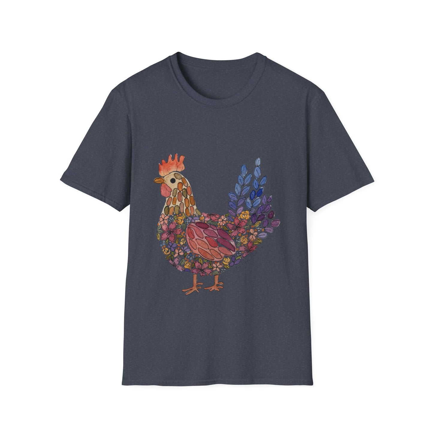 Shifting Blooms Flower Farm T-Shirt — Whimsical Farmyard Hen Graphic